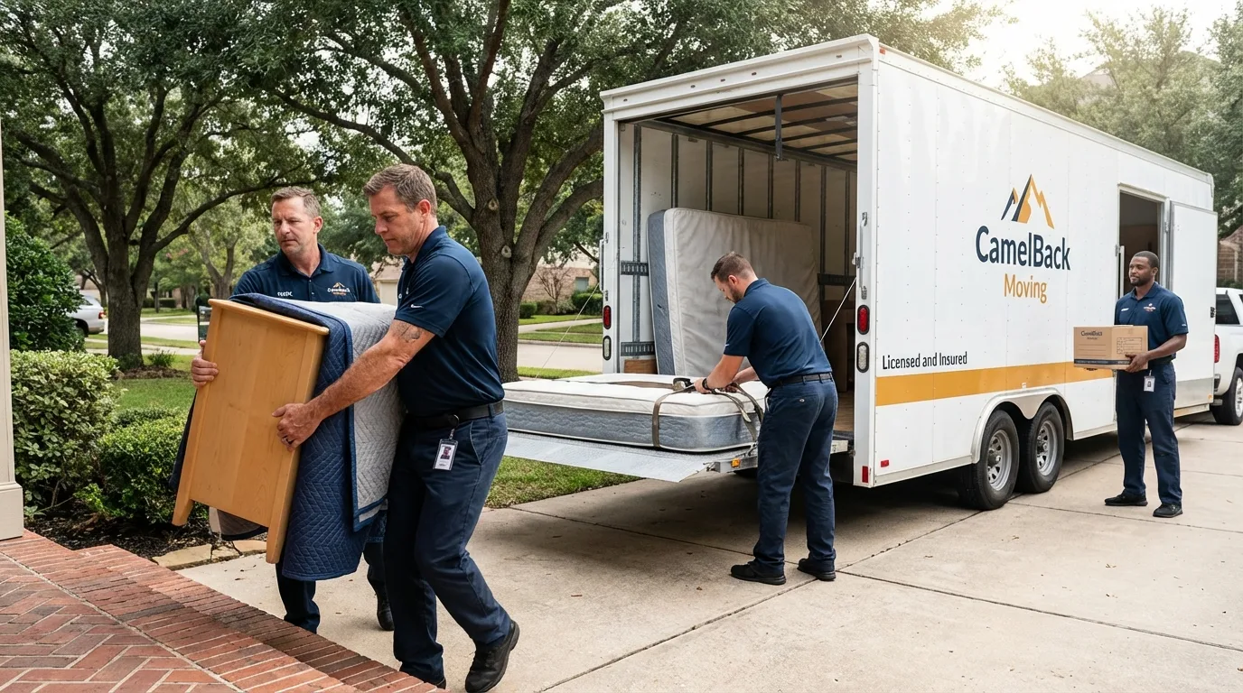 Crew loading residential truck for cross-state move from Redford, MI