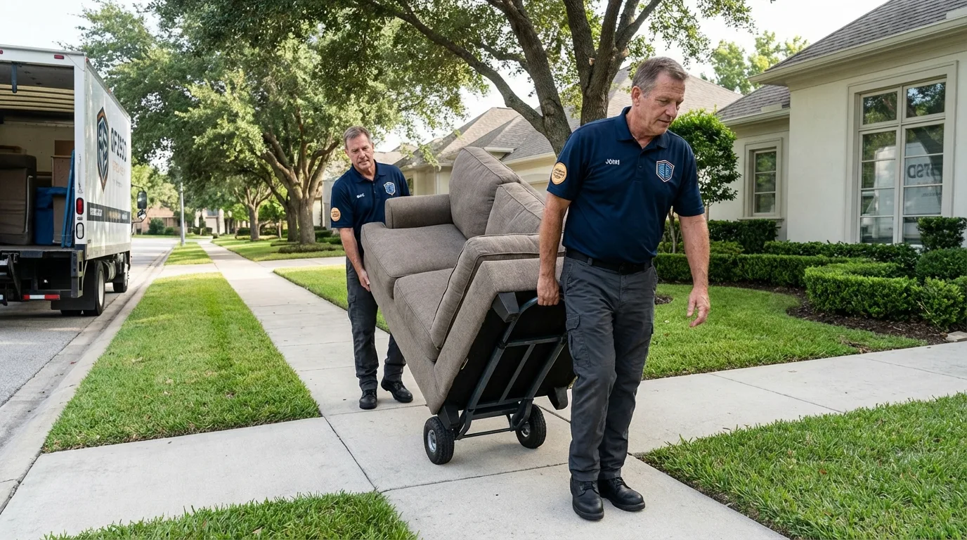 Local residential moving crew loading furniture in Redford, MI